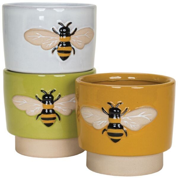 Bee Dsn Pottery, 4.5&quot;- asst&#39;d colors