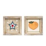 5x5 Rvs Wood Frame Sign (Star/Peach) Americana