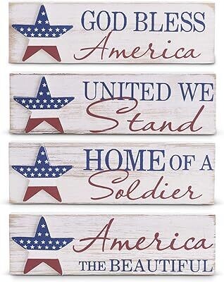 6 Inch Whitewashed Americana Tabletop Signs