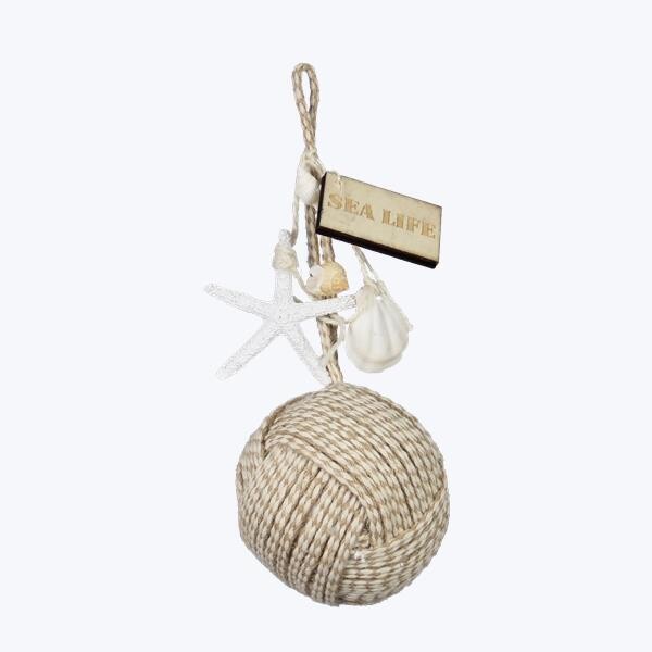 Jute Hanger W/Rope Ball &amp; Shells