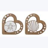 Wood Coastal Heart Shaped Tabletop Decor