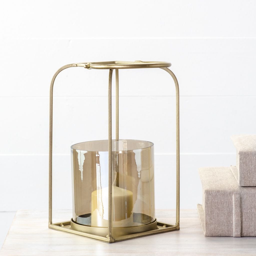Gold Lantern w/ Glass 11.8&quot;