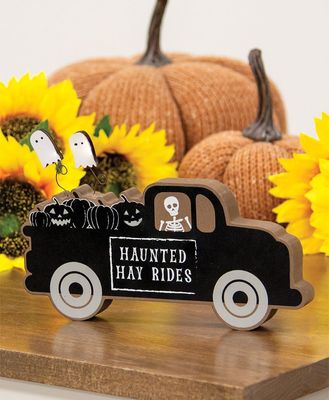 Haunted Hay Rides Wooden Chunky Truck Sitter