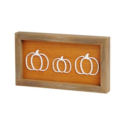 TRIPLE PUMPKIN LASER FRAMED SIGN