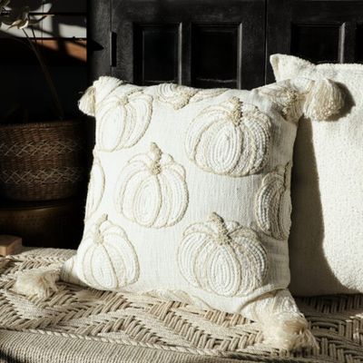 Fabric Pumpkin Pillow 20&quot; Sq v3
