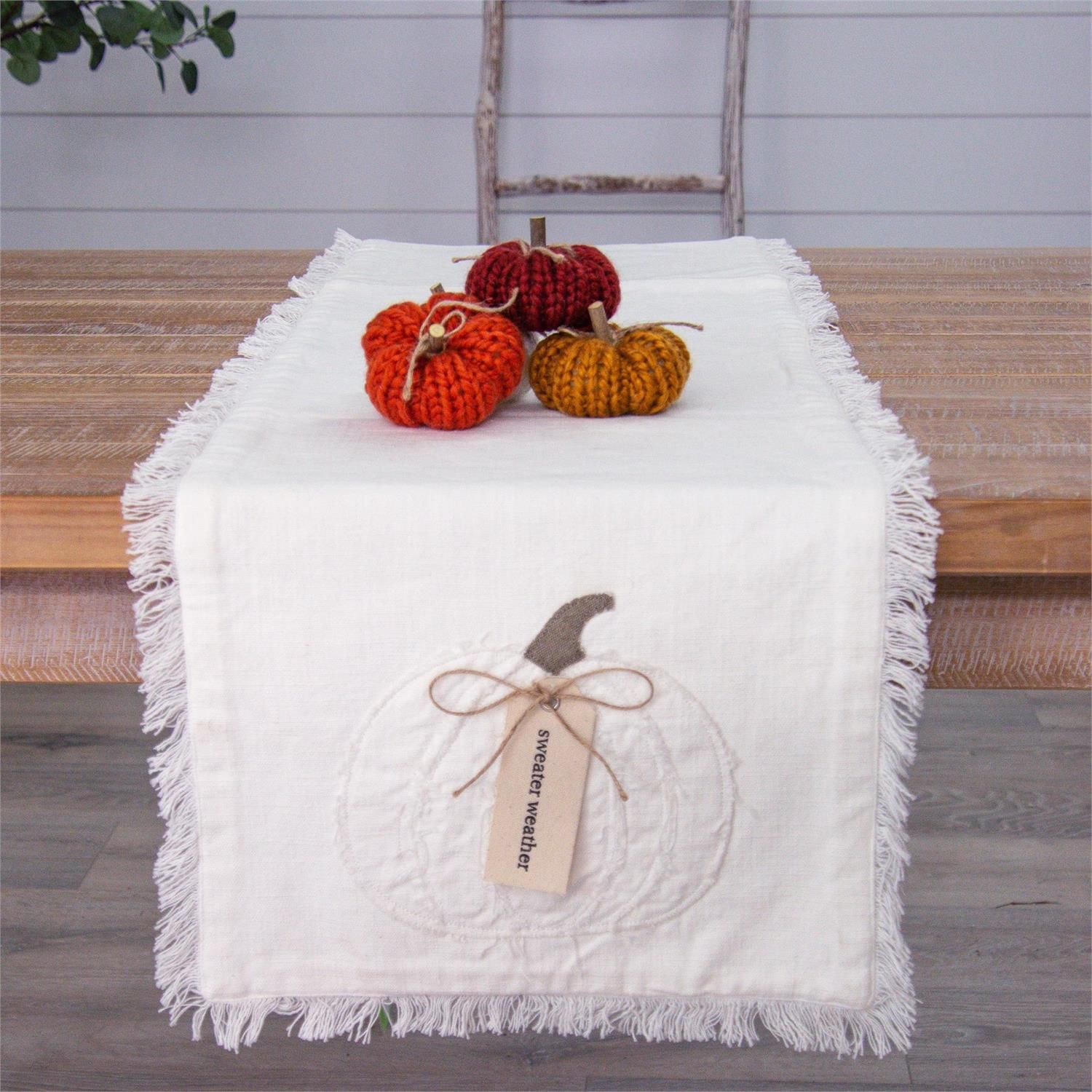 Table Runner - Raggedy Pumpkins With Fabric Tag