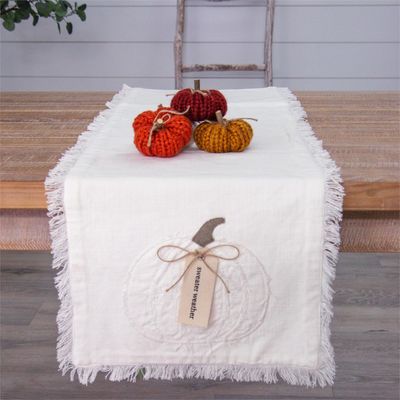 Table Runner - Raggedy Pumpkins With Fabric Tag