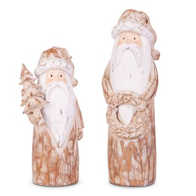 10&quot; NATURAL DISTRESSED CARVED SANTA L