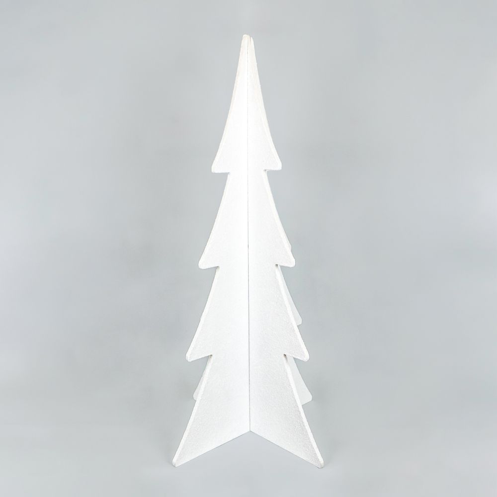 24x46x24 Wood Cutout Tree Christmas White