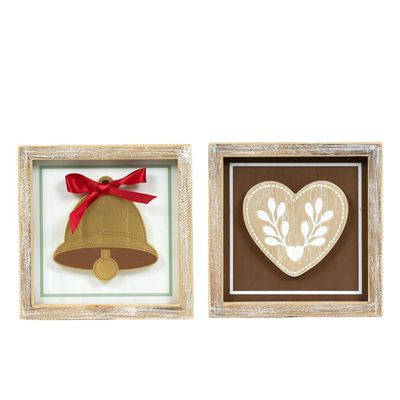 7x7x1.5 Rvs Wood Frame Sign Bell /Heart
