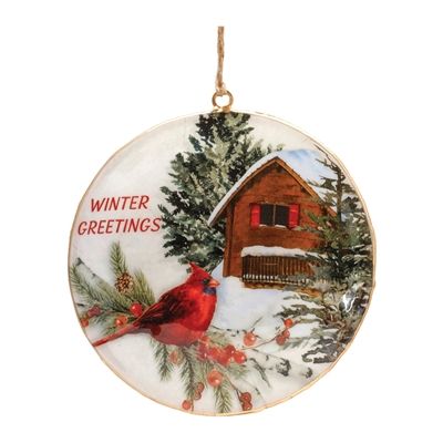 Cardinal Disc Ornament 6&quot;H Iron