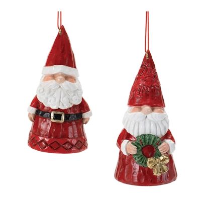 Santa Ornament (2 Asst) 4.5&quot;H  Resin