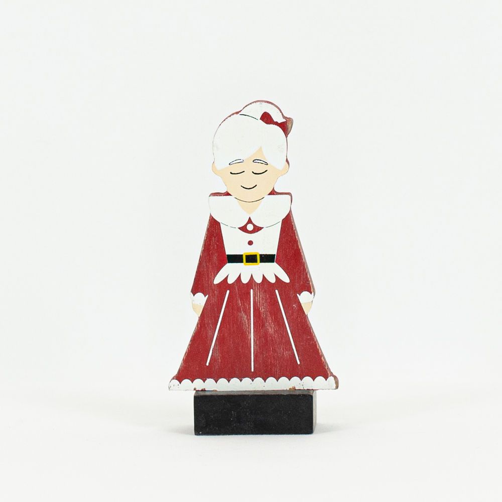 2.75X4.5X1 WOOD CUTOUT ON BASE (MRS CLAUS) RDWHBKY