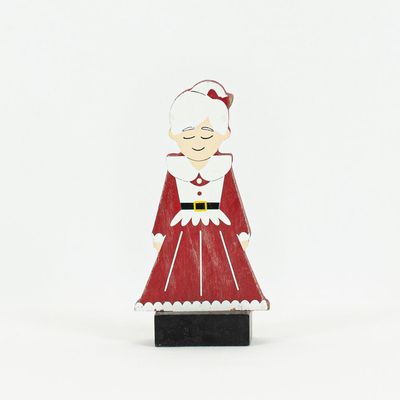 2.75X4.5X1 WOOD CUTOUT ON BASE (MRS CLAUS) RDWHBKY