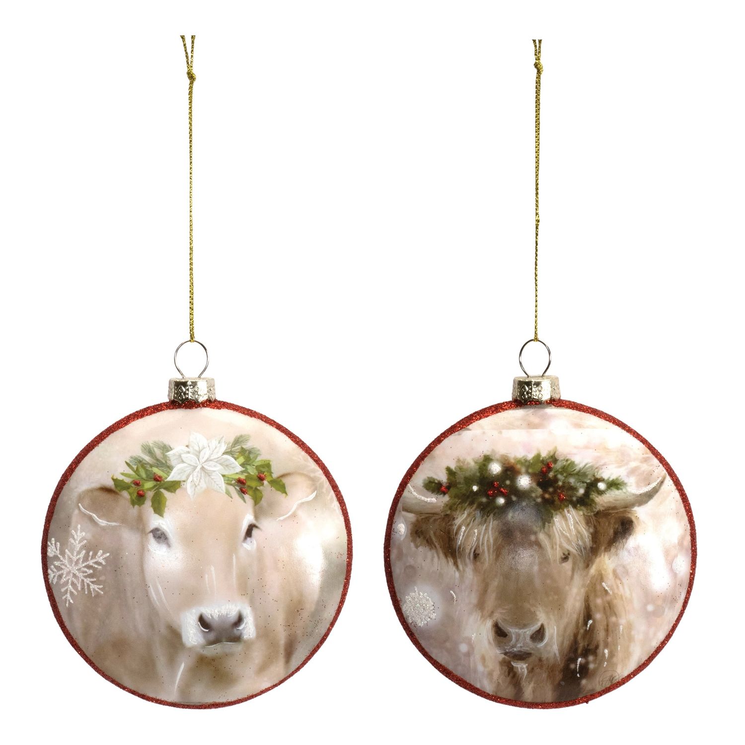 Ornament (2 Asst) 4.5&quot;H Glass