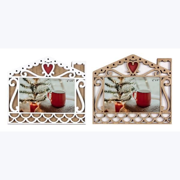Wood Cocoa and Cookies Gingerbread house 4x6 Picture Frame