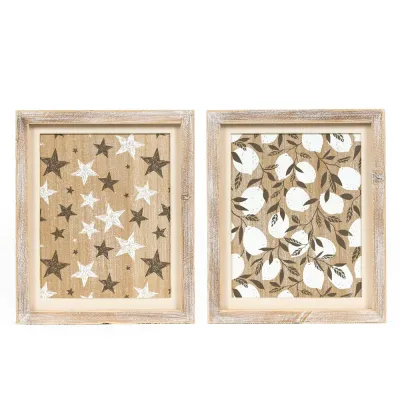 10x12x1.5 reversible wood frame sign (STARS/LEMONS) multicolor AMERICAN SUMMER COLLECTION