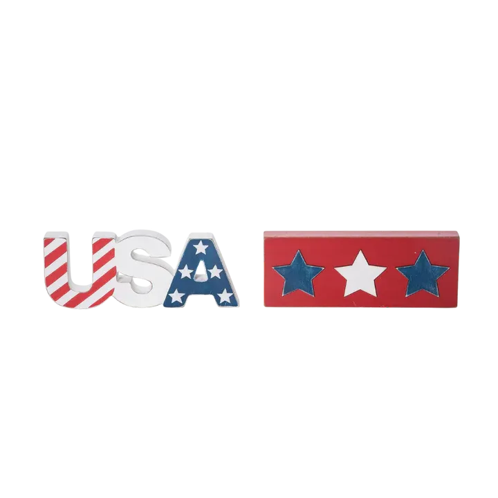 MDF Patriotic Tray Block Decor