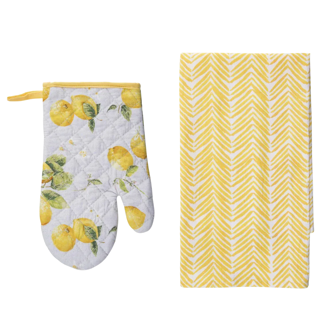 Cotton Lemon Mitt &amp; Tea Towel