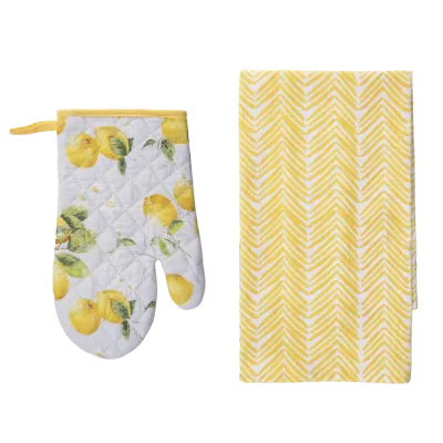 Cotton Lemon Mitt &amp; Tea Towel