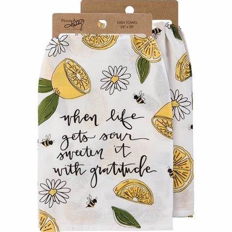 Sweeten It With Gratitude Floral Kitchen Towel