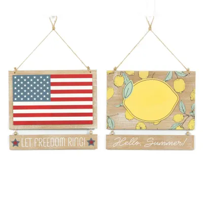 12x10x.5 reversible hanging wood sign (FREEDOM/SUMMER) multicolor AMERICAN SUMMER COLLECTION