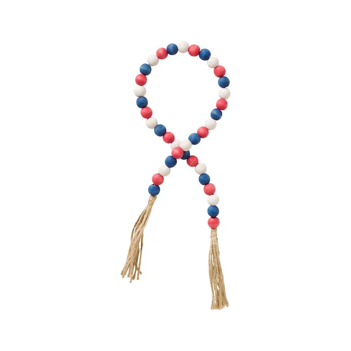 Red, White &amp; Blue washed beads w/tassel
