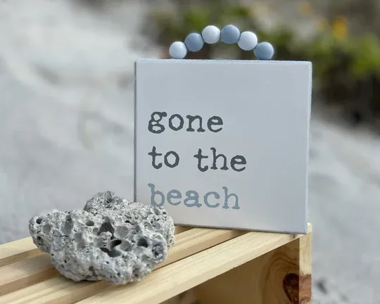 To The Beach Box Sign w/ Beads