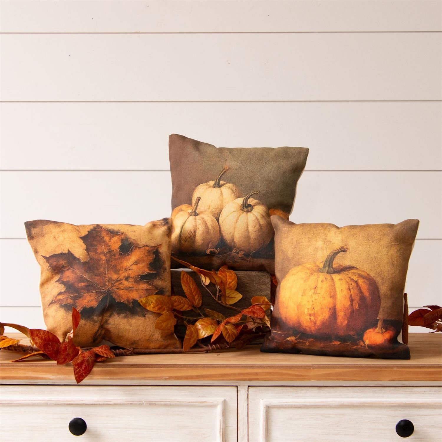 Mini Pillows - Pumpkin and Leaf