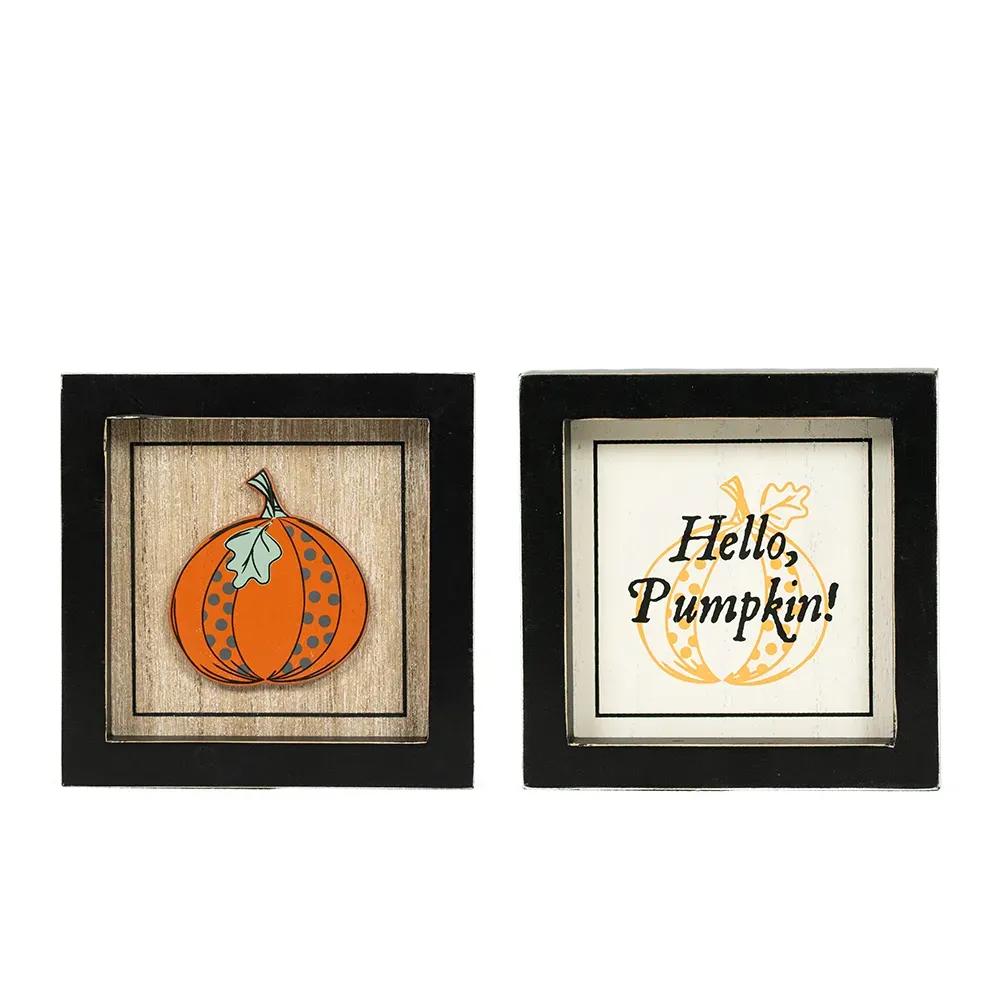 5x5x1.5 Rvs Wood Frame Pumpkin/Hello
