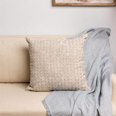 Pillow - Windward Blue With Kantha Stitch