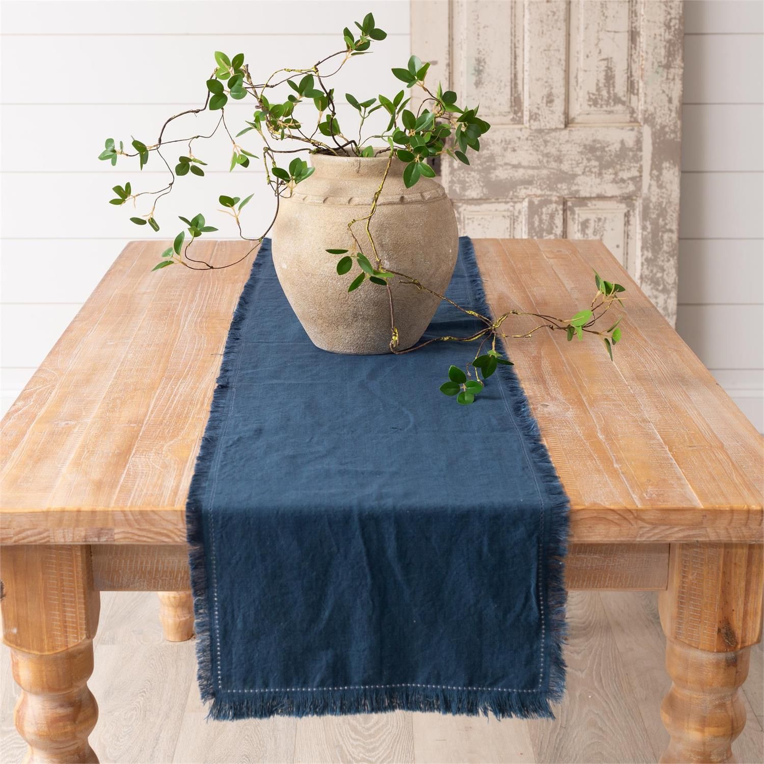 Table Runner - Stonewashed Linen Blue