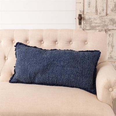 Lumbar Pillow - Matelasse  Medallion, Indigo
