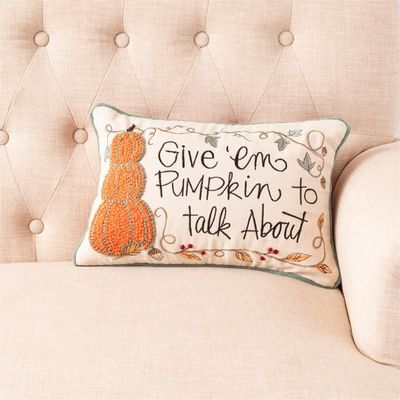 Pillow- Give &#39;Em Pumpkin 10&quot; Hx16&quot; W