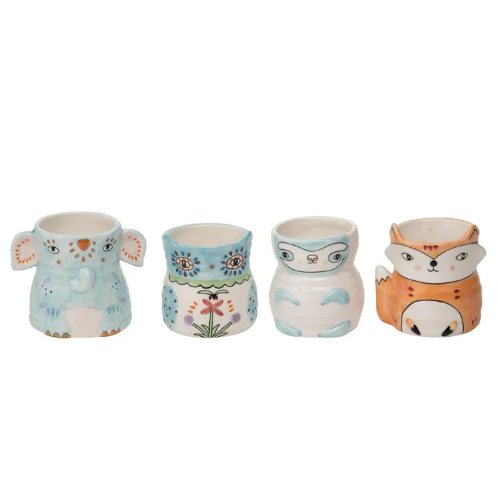 Ceramic Tiny Happy Animal Planter 4 Asst