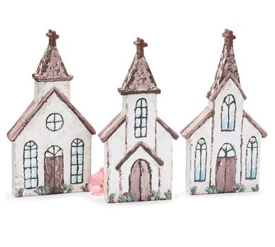 WOODEN CHURCH SHELF SITTER ASSORTMENT