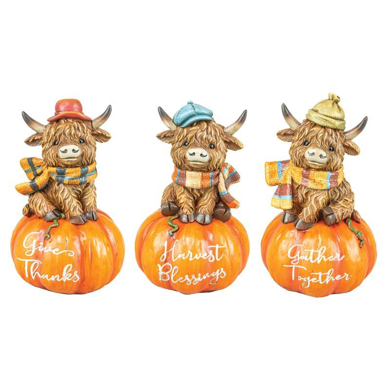Scarf Highland Cow On Pumkin 3 Assorted
