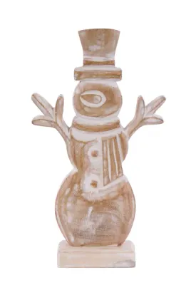 12&quot;x6.5&quot; Mango Wood Snowman