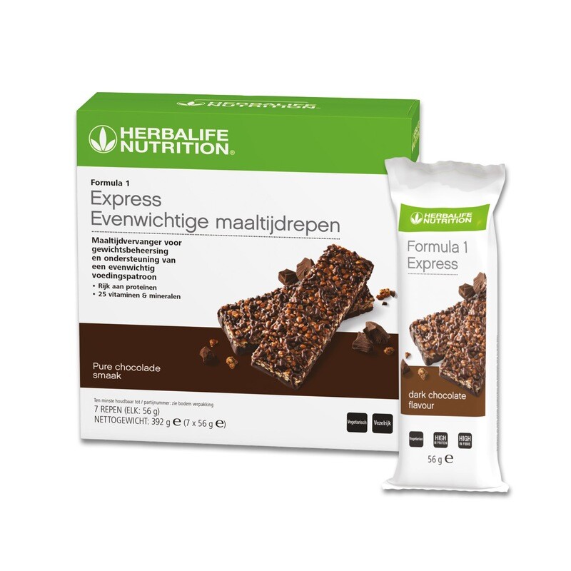 Formula 1 Express Evenwichtige Maaltijdrepen Pure Chocolade 7x56g