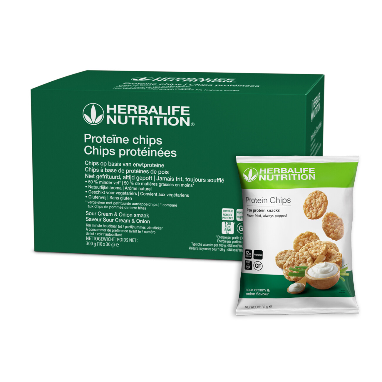 Proteïne Chips Sour Cream & Onion 10x30g