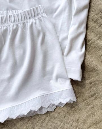 Pijama Mujer Tira Bordada - Blanco