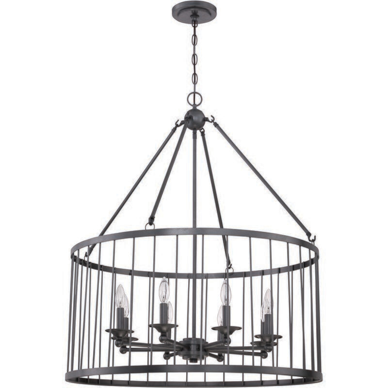 Modern Farmhouse Rustic 8-Light Pendant Iron Finish