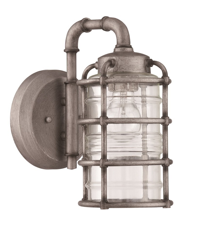 Hadley Industrial Rustic Outdoor Wall Light Aged Galvanized Finish