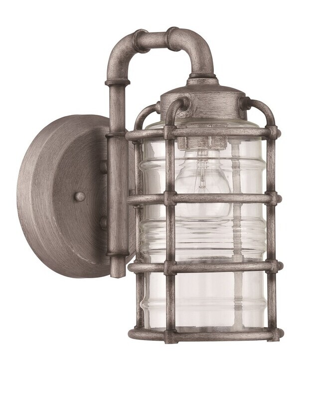 Hadley Industrial Rustic Outdoor Wall Light Aged Galvanized Finish