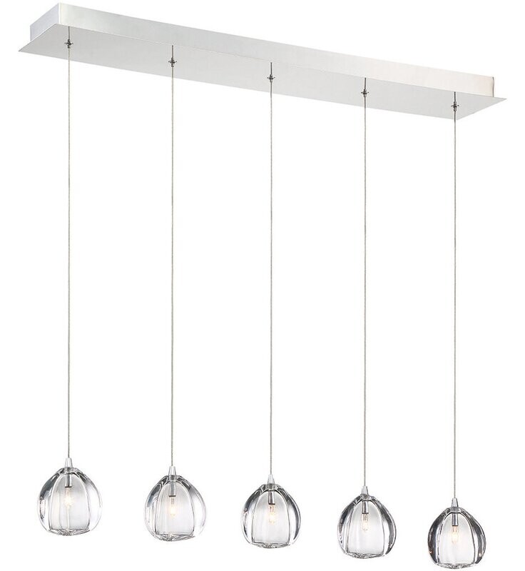 Lucido 32"  Linear 5-Light Chandelier Cast Glass/Chrome