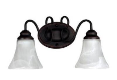 Rustic 2 Light Bathroom Vanity Light Oil Rubbed Bronze, White Frosted Glass