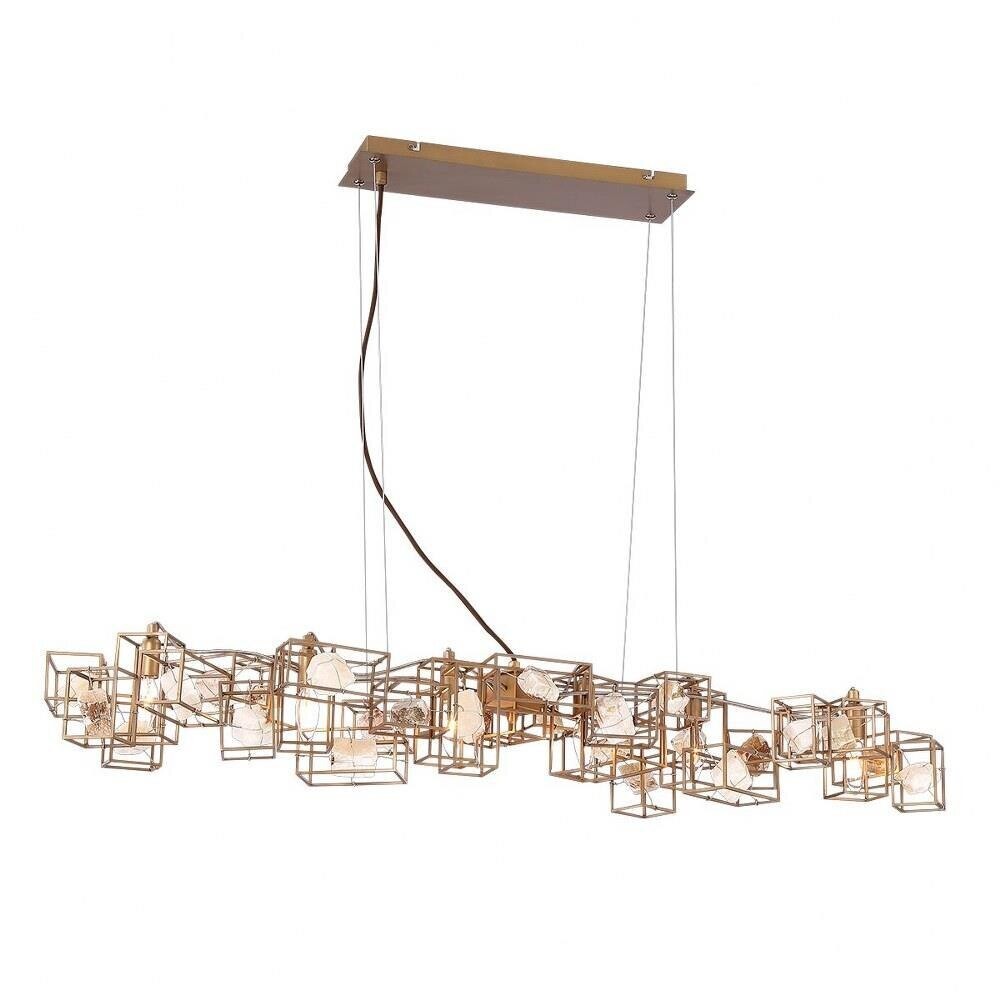 Patton 6-Light Linear Chandelier Natural Stone and Gold Finish