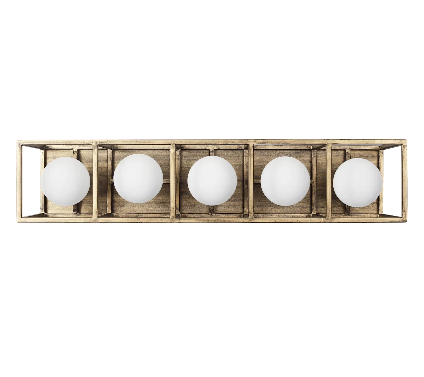 Plaza 5-Light Geometric Vanity or Wall Havana Gold / Matte Opal Glass