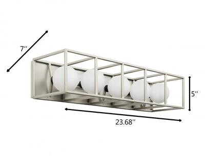 Plaza 5-Light Geometric Vanity or Wall Silver/Matte Opal Glass