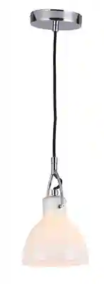 Modern 1-Light Accent Pendant Chrome, White Glass